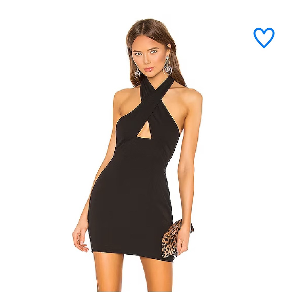 Superdown Black Backless Cross Front Dress-size XXS